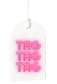 Tags para vestuário com código de barras e informações de produto para lojas de roupas